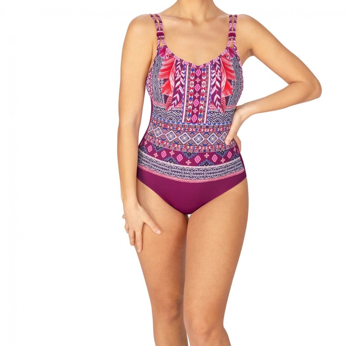Boho Vibes vientisas maudymosi kostiumėlis, bordo Boho Vibes vientisas maudymosi kostiumėlis, bordo