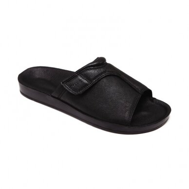 Dr. Luigi leather black orthopedic slippers for men