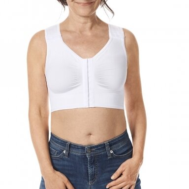 Lymph Flow Long Front Closure Soft Bra - White