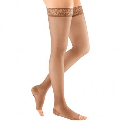 Compression socks Sheer & Soft thigh-length stocking with open toes